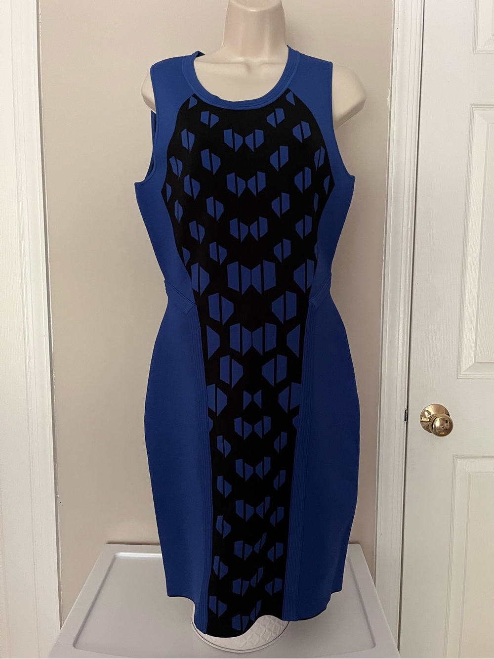 Diane Von Furstenburg Blue and Black Bodycon dress